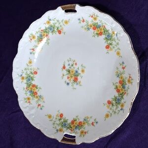 Vintage Lefton Summer Flowers Handled Dish 1906 Patterned Plate